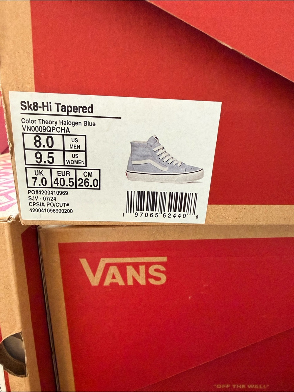 BRAND NEW Vans Sk8-Hi Color Theory Halogen Blue women 9.5/men 8 - Picture 2 of 8